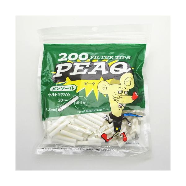 PEAQ　ピーク メンソール　ウルトラスリム フィルター 200個入 手巻きタバコ用   手巻きたばこ　77709　柘製作所　5.3mm×30mm