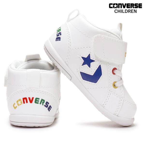 不安定なベビーの足元をやさしくサポートするインファント向けのミッドカットモデル。ミッドカットデザインは、足元をしっかりとサポートしてくれるので、ファーストシューズにもおすすめの一足。シンプルなホワイトのアッパーにかわいらしいカラーをポイント...