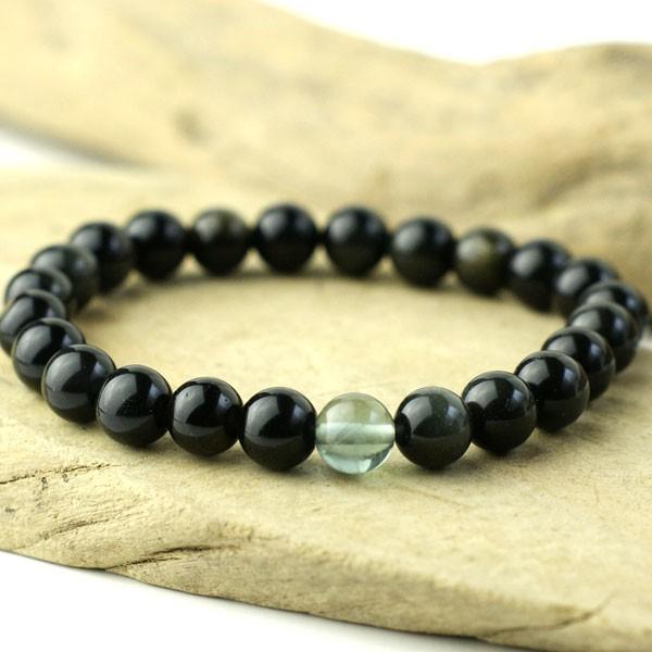 レインボーオブシディアン フローライト ブレスレット 天然石
