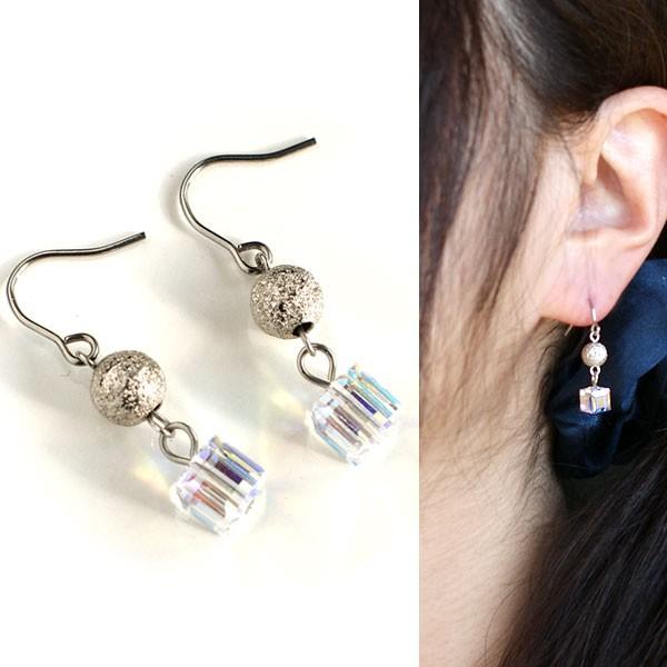 スワロフスキー ピアス SWAROVSKI レディース シンプル スクエアカット 