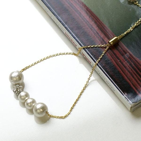 Swarovski ブレスレット パール チェーン コンビ SWAROVSKI（スワロフスキー） コットンパール デザイン ブレスレット