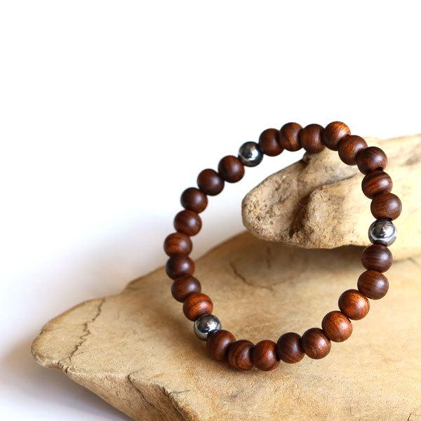 ブレスレット メンズ テラヘルツ 木 ウッド デザイン 栴檀 せんだん