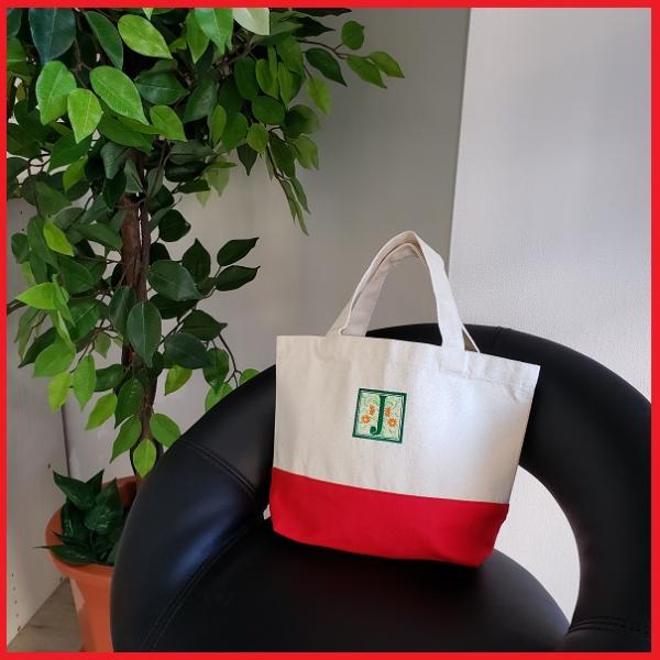 my tag トートバッグ 刺繍 名入れ ギフト 出産祝い 卒業ギフト イニシャル刺繍 オーダーメイド Sサイズ 無地 花柄 イニシャル 犬 子供 お散歩バッグ 弁当バッグ
