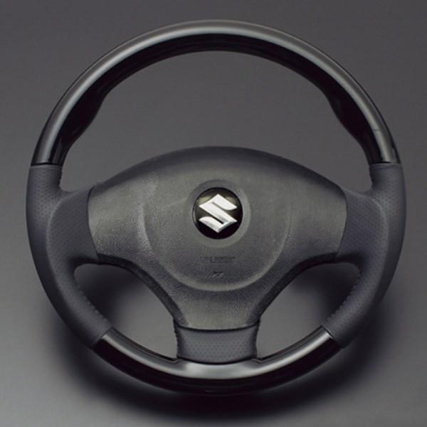 モコ ステアリング MG33S H23.1-H28.3 ピアノブラックxダークグレー