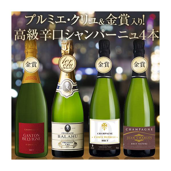 ワイン スパークリングワイン プルミエ・クリュ入り!シャンパーニュ飲み比べ豪華4本セット 送料無料