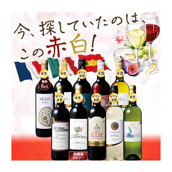 ワイン ワインセット 50％OFF 金賞ボルドー入り!激旨デイリー赤・白ワイン10本セット 第30弾 送料無料
