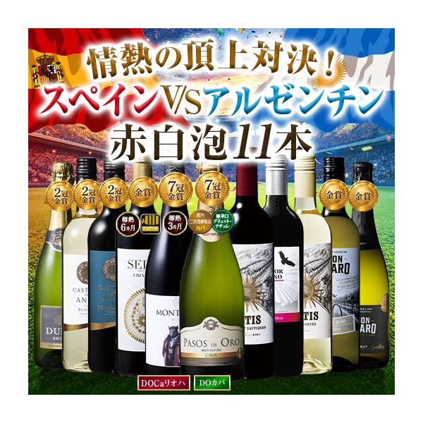 ワイン ワインセット 情熱の頂上対決!スペインvsアルゼンチン赤白泡11本セット 送料無料 wine set