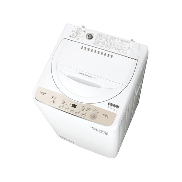 シャープ SHARP 全自動洗濯機 6kg ゴールド系 ES-GE6H-N SHARP ES-GE6H-N シャープ 洗濯6.0kg 全自動洗濯機 ゴールド系