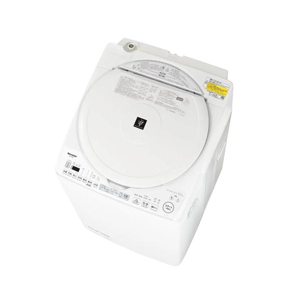 他サイト： ES-TX8J-W シャープ タテ型洗濯乾燥機 ホワイト系 洗濯8kg 乾燥4.5kg 穴なし槽シリーズの商品画像
