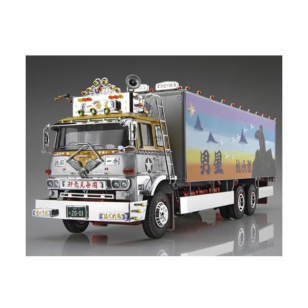 完成品。プラモデル◯◯の宣伝トラックケース付き トラック野郎 H-4905083202616 アオシマ 1／32 No.01 一番星 御