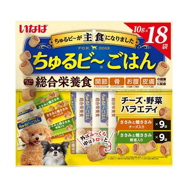 他サイト： P-4901133765049 いなばペットフード いなば ちゅるビ〜ごはん チーズ・野菜バラエティ 10g×18袋の商品画像