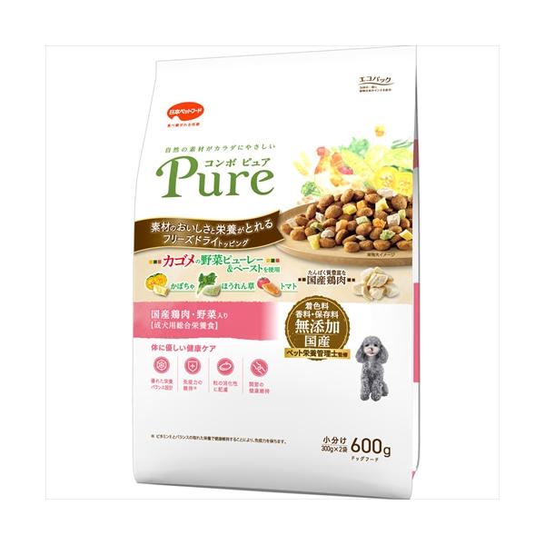 他サイト： P-4902112008423 日本ペットフード コンボ ピュア ドッグ 国産鶏肉・野菜入り600gの商品画像