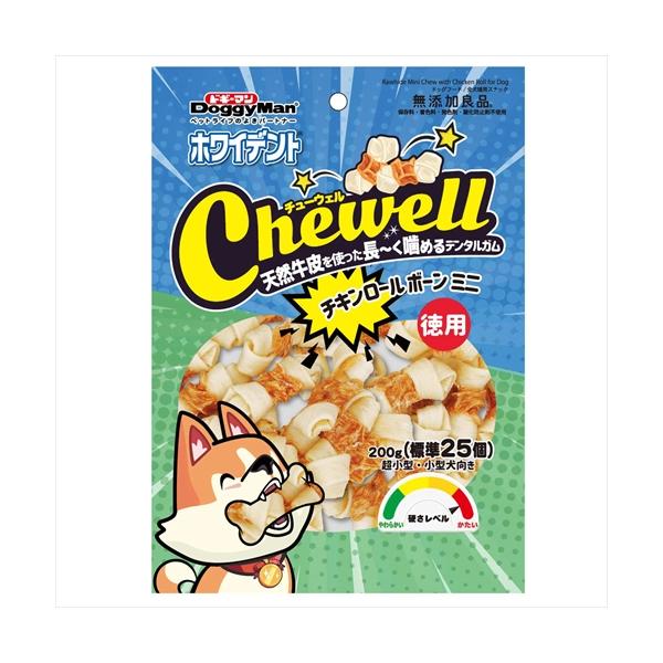 他サイト： P-4976555827538 ドギーマン ホワイデント Chewell チキンロールボーンミニ 徳用 200g(標準25本)の商品画像