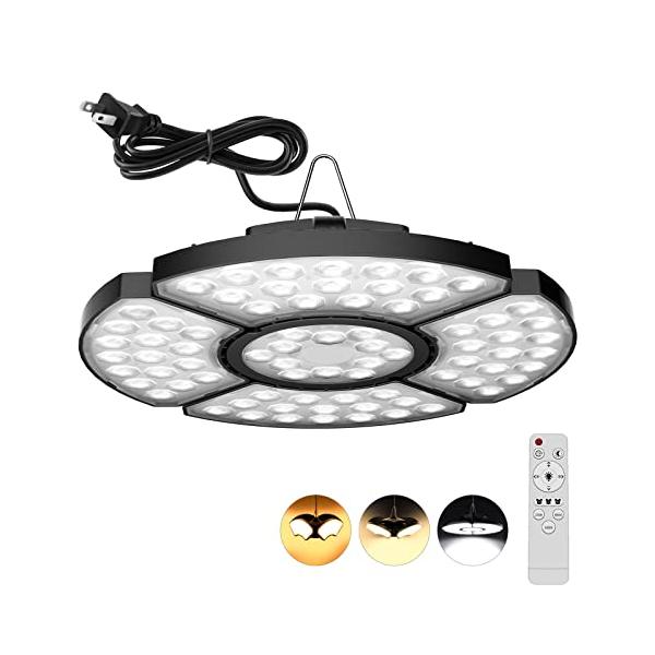 緊急補充中商品仕様商品：LEDガレージシーリングライト 5灯式 変形可能 重量：約854g 定格電圧：100V50/60Hz 定格消費電力：32W 全光束：3200LMハロゲン300W相当・無段階調光可能 照明範囲：6畳 光色：電球色昼白色...