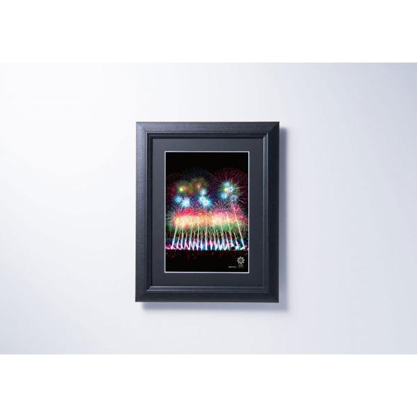 花火のアート作品 フレーム付き 長岡花火 アートプリント 2L(フレーム付)天地人花火 写真 アート