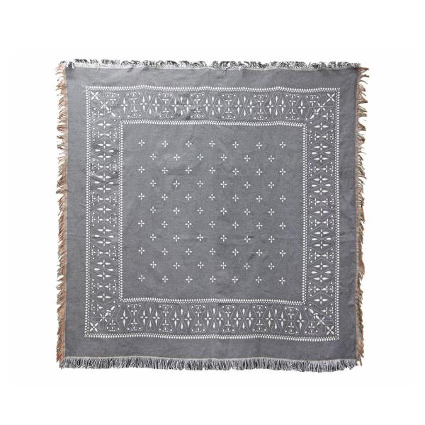 BNLV ラグ ブランケット ビンテージ 十字架 クロス ブランケット マット バンダナ スローケット クロス Bandana Throwket Cross Gray グレー
