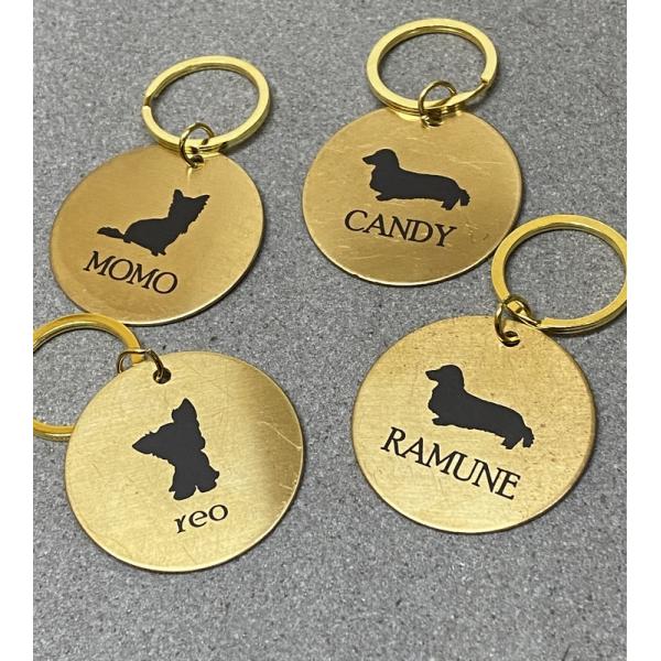 brass 真鍮 【名入れ】 キーリング ダメージ ヴィンテージ加工 Dog 犬 シルエット キーホルダー 金属 直径4cm 厚み1mm ハンドメイド雑貨 :brass-dogkeyring:N・LIGHTING ヤフーShop 通販 メール便 ★ハンドメイド★ 柴犬 シルエット キーホルダー選べるカラー3色 モノクロ クリア 犬グッズDOG エレガントチャーム アクリル製 手作り雑貨