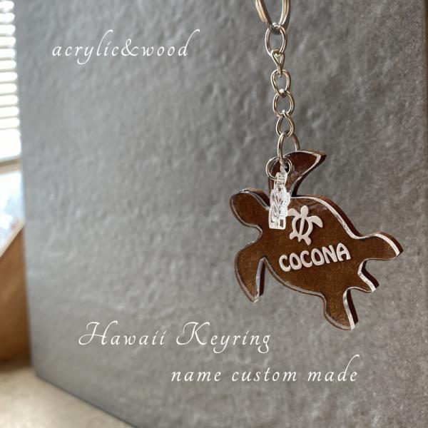 ハワイ　キーホルダー キーホルダー ハワイ【スクエアシェイプ ハイビスカス パイナップル