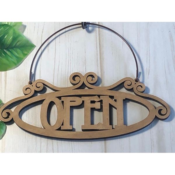 �n���h���C�h �ؐ��T�C���v���[�g�uOPEN �I�[�v���v �A���e�B�[�N�� �n���M���O �Ǌ|�� MDF�� ����G�� 8.5cm×20cm ����6mm