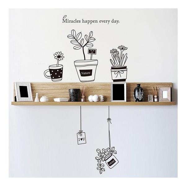 ウォールステッカー 鉢植え ハーブ プランツ インテリアシール シンプル 観葉植物 黒 欧風 棚 送料無料 Monotone Nature Herb Plant N M 通販 Yahoo ショッピング