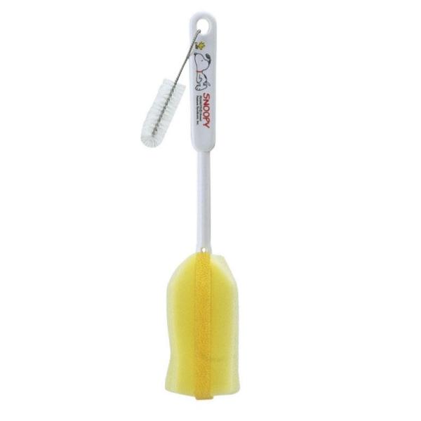 ガラス製・プラスチック製ほ乳びんの両方に使えるスポンジタイプのブラシです。ガラス製・プラスチック製両用サイズ/6×6×28.5H(cm)　　　　　材質/ABS樹脂、ポリウレタン、ナイロン、ステンレス