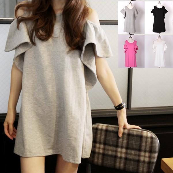 メール便のみ送料無料2 4カラーフリル袖オフショルダーカットソー シフォン 無地 オフショル 4月日から30日入荷予定 C Ltop 163 N Mart 通販 Yahoo ショッピング