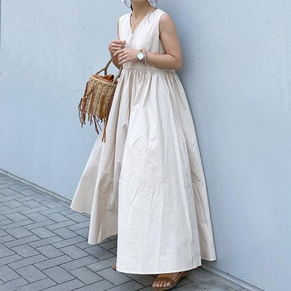 ワンピース マキシ丈 レディース ロング ゆったり ノースリーブ Vネック きれいめ 楽ちん 30代 40代 春 夏 メール便のみ送料無料2 8月1日から10日入荷予定 C Ltop 356 N Mart 通販 Yahoo ショッピング