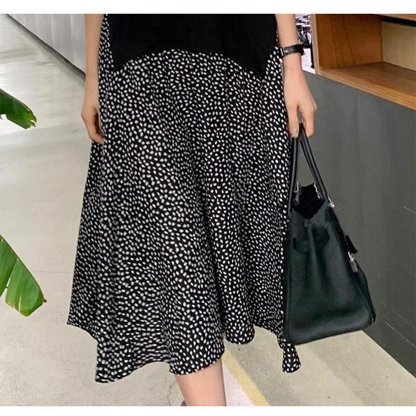 ワンピース レディース ミディ丈 ロング丈 大きいサイズ ドット柄 切り替え レイヤード風 ミディアム丈 メール便のみ送料無料3 C Ltop 397 N Mart 通販 Yahoo ショッピング