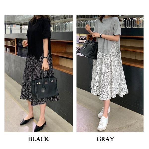 ワンピース レディース ミディ丈 ロング丈 大きいサイズ ドット柄 切り替え レイヤード風 ミディアム丈 メール便のみ送料無料3 C Ltop 397 N Mart 通販 Yahoo ショッピング