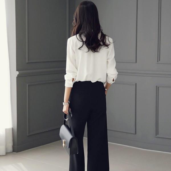 Ol通勤正装 リボン結び シャツブラウス 着痩のプリーツ 長袖メール便のみ送料無料1 C Sltop 230 N Mart 通販 Yahoo ショッピング