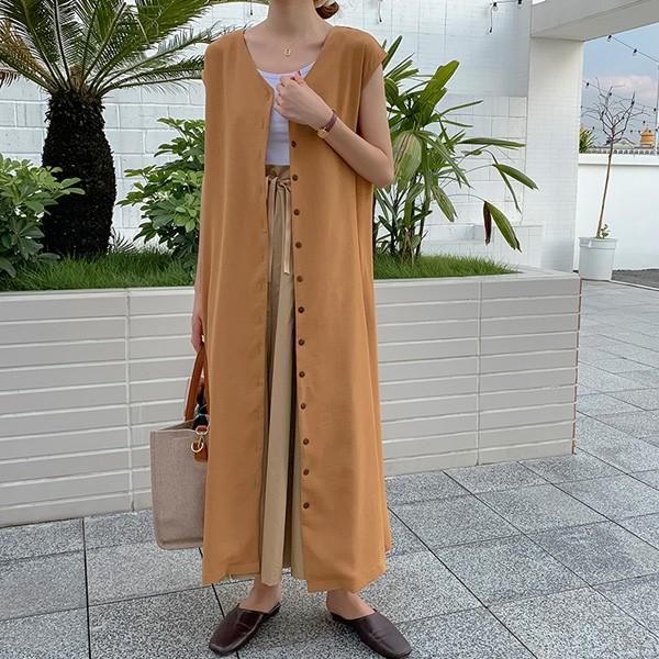 ワンピース レディース トップス シャツ ノースリーブ シャツワンピ 2way 前開き 襟なし ロング丈メール便のみ送料無料2 11月日から30日入荷予定 C Sltop 307 N Mart 通販 Yahoo ショッピング