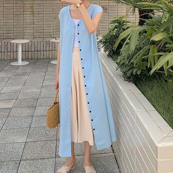 ワンピース レディース トップス シャツ ノースリーブ シャツワンピ 2way 前開き 襟なし ロング丈メール便のみ送料無料2 11月日から30日入荷予定 C Sltop 307 N Mart 通販 Yahoo ショッピング