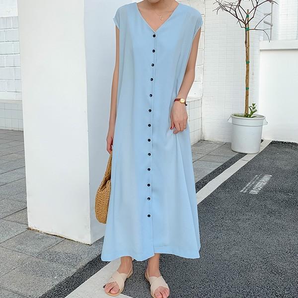 ワンピース レディース トップス シャツ ノースリーブ シャツワンピ 2way 前開き 襟なし ロング丈メール便のみ送料無料2 11月日から30日入荷予定 C Sltop 307 N Mart 通販 Yahoo ショッピング