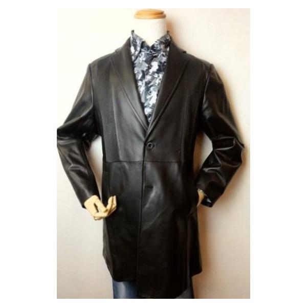 コードビー CODE:B レザーコート ブラック 秋冬新作 羊革 レザー