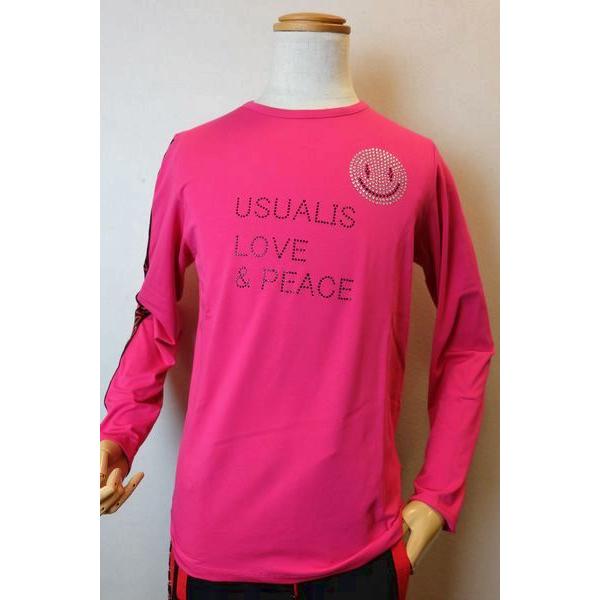 セール35％OFF USUALIS ウザリス ロングTシャツ ピンク 秋冬 