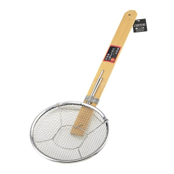 タカギ Takagi  竹柄そば揚げ ヨコ 18cm 横柄型 6寸 湯切り 水切り ?すくい 麺揚げ そば うどん ラーメン 中華麺 ステンレス