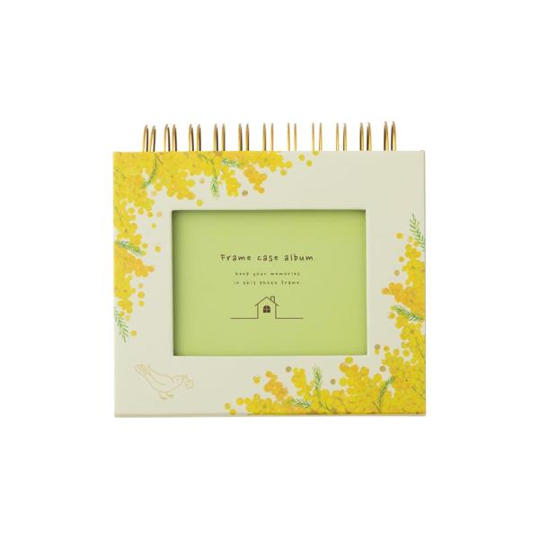 ナカバヤシ フレームケースアルバム リング式/L判・1段ポケット台紙 フラワーイエロー A-FTPC-104-Y