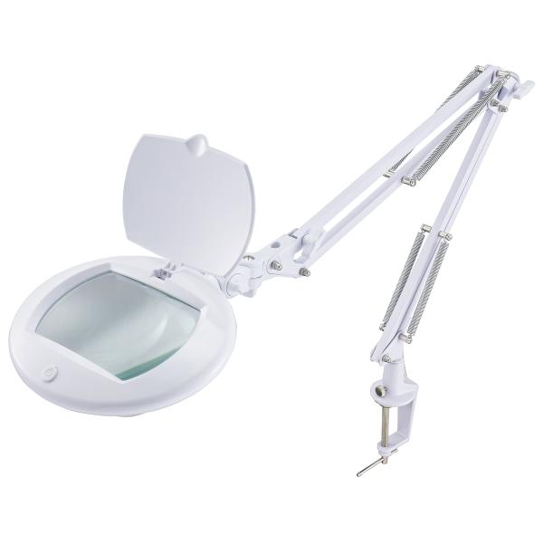 OHMルーペ付きLEDアームライト エルズーム  品番 07-8133 AS-L8095-2B-W ホワイト