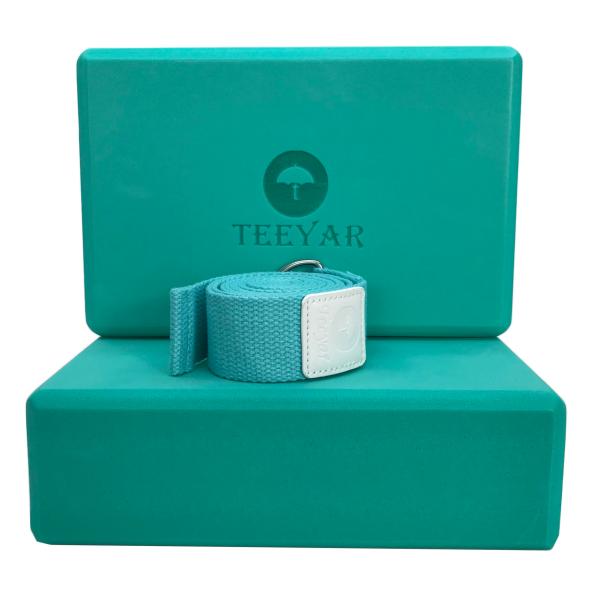 Teeyar ヨガブロック(ヨガぶろっく) 2個セット 難しいポーズの補助に！ 本当の高密度220g (23x15x7.2cm)と 184cm ヨガ