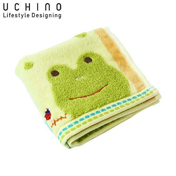 在庫限り)UCHINO もちぷに タオルハンカチ グリーン カエル 9003V017 G