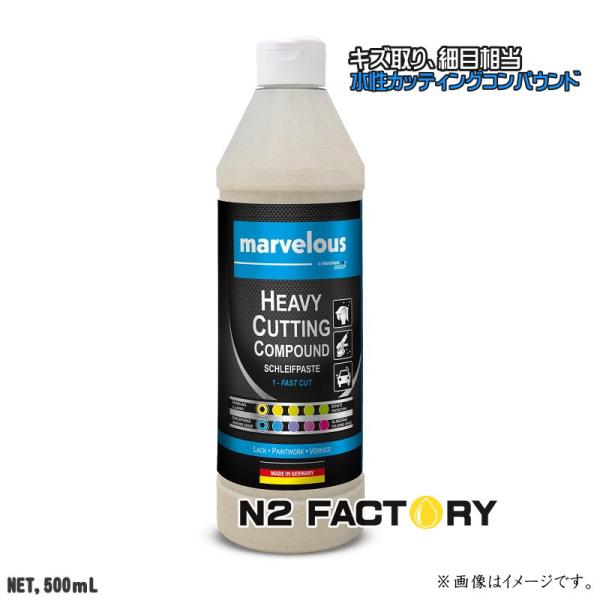 ドイツ製 マーベラス　ヘビーカッティングコンパウンド　500ml　細目水性コンパウンド、傷消しから仕上げ　沖縄県を除き送料含む