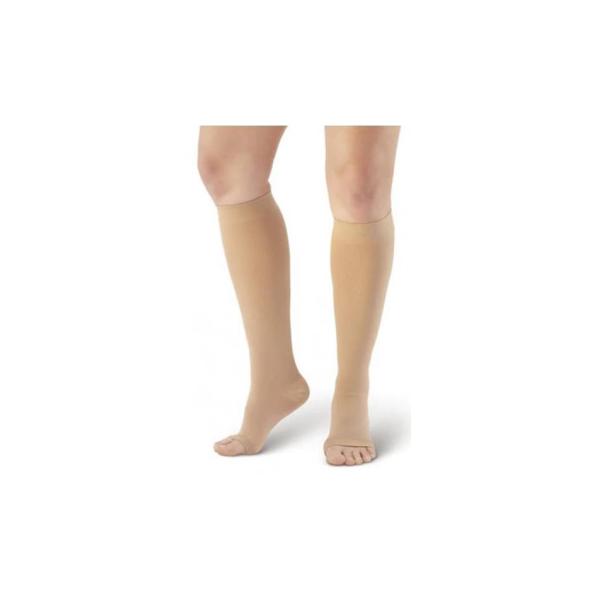 医療用弾性ストッキング　レックスフィット　厚手ハイソックス　爪先なし　中圧　Mサイズ　ライトベージュ1002