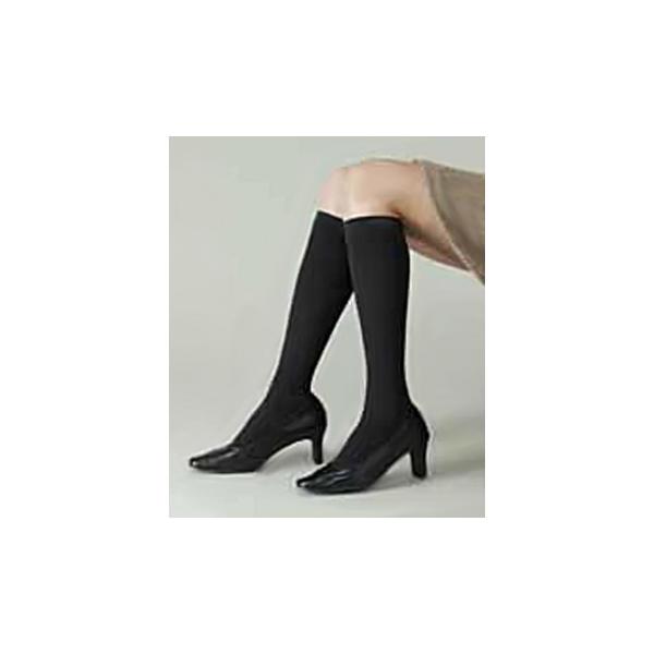 医療用弾性ストッキング　レックスフィット　厚手ハイソックス　爪先なし　中圧　Lサイズ　ブラック1103