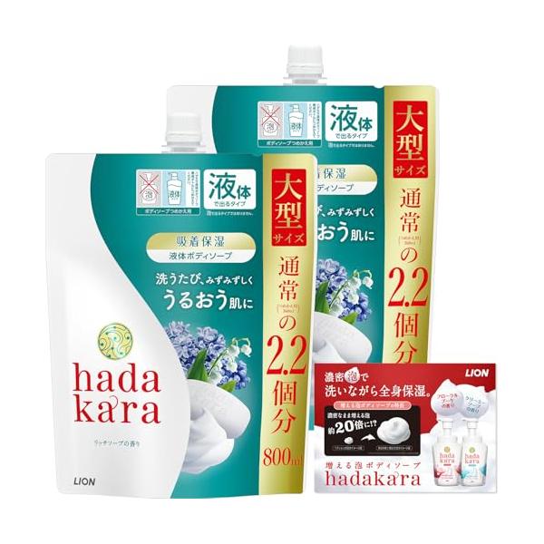 他サイト： hadakara(ハダカラ) ボディーソープ 液体タイプ リッチソープの香り 保湿 詰め替え 大型サイズ 800ml×2個 +リーフレット付きの商品画像