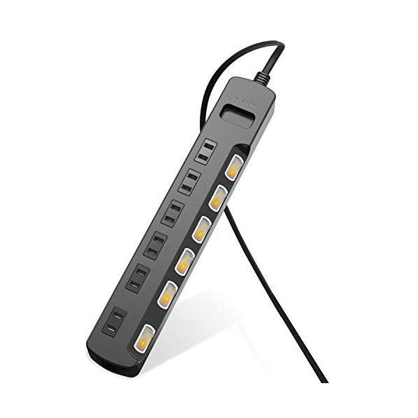 エレコム 電源タップ ほこり防止シャッター付　雷ガードタップ 6個口 コードタップ コンセント 延長コード タップ OAタップ ブラック 3.0m┃T-K6A-2630BK