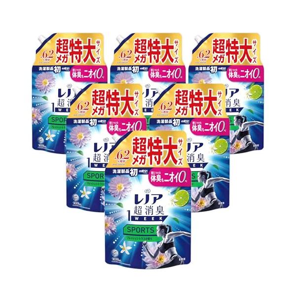 レノア 超消臭1WEEK 柔軟剤 SPORTS フレッシュシトラスの香り 詰め替え 1900mLｘ6袋 [大容量] [ケース品]