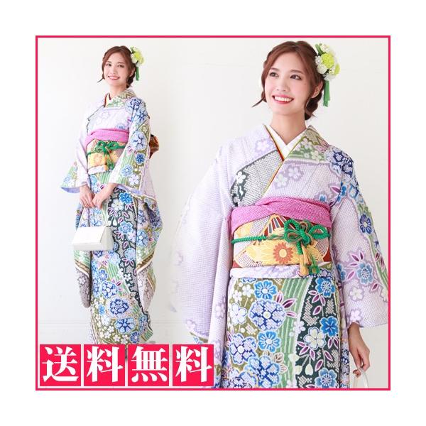 最大20日間レンタル 振袖レンタル 成人式20点フルセット 「薄紫地に青