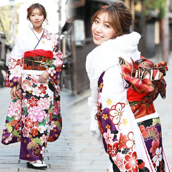 最大20日間レンタル 成人式 振袖 レンタル 20点フルセット 派手 「白