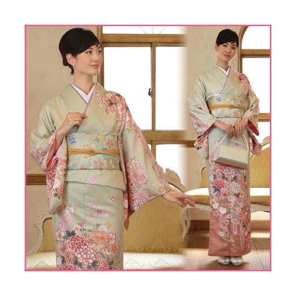 訪問着 レンタル  19点フルコーディネートレンタルセット「淡い黄緑色地に菊 牡丹 桃などの花々」結婚式 入学式 七五三 訪問着 19点フルコーディネートレンタルセット「淡い黄緑色地に菊 牡丹