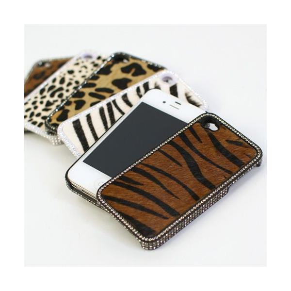 なでしこ」 アニマル柄ハラコラインストーンiPhoneケース カバー デコ